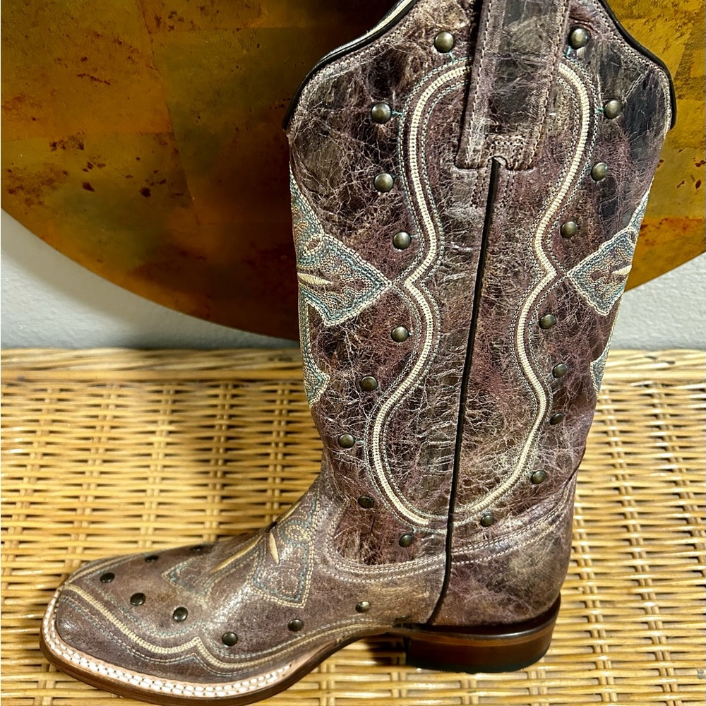 ❤️ NWT Roper Women's Pure Cross & Studs Western Boots - Square Toe❤️ - Picture 2 of 9